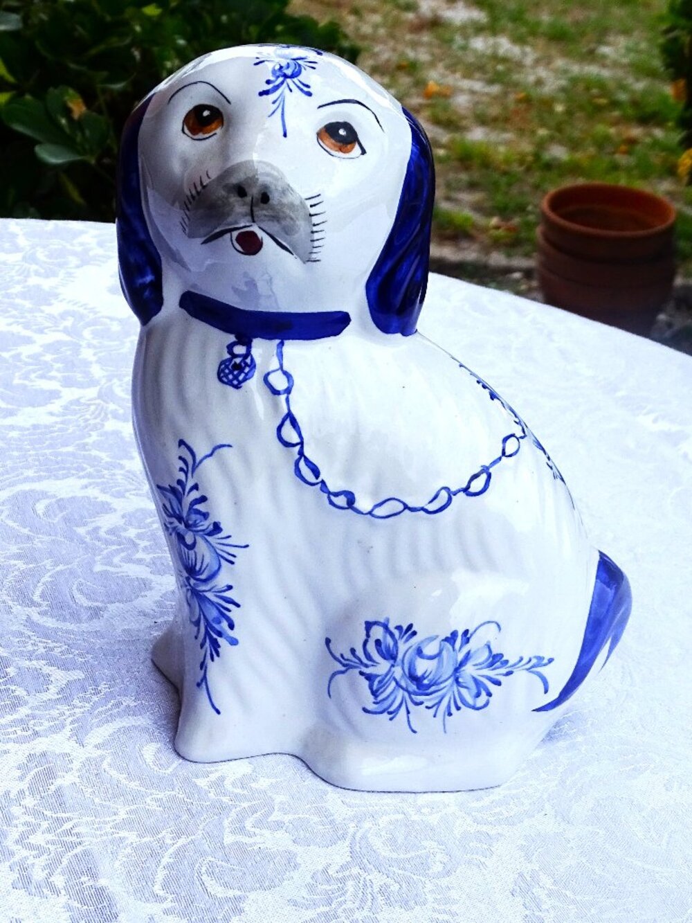Vintage Hand Painted Portugal Cocker Spaniel Dog Figurine Ceramic 8 1/2"